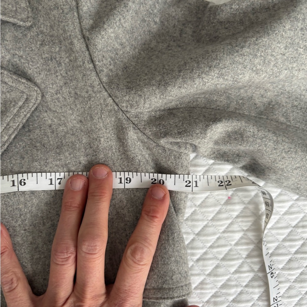 Theory Classic Heathered Gray Wool Cashmere Trench Coat M - Picture 12 of 15